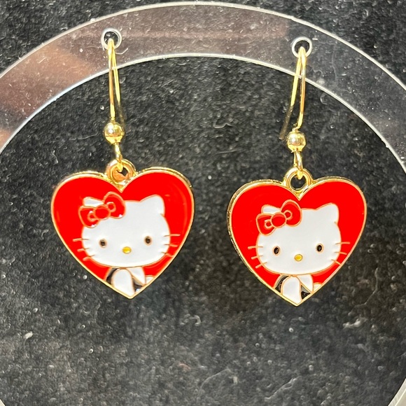 Cute cartoon Kitty earrings with stainless hooks - Picture 4 of 10